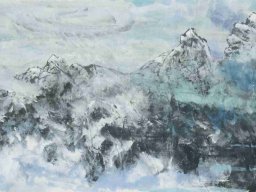 S061 夏雨墨---皚皚白雪皎如雲 69x138cm 2004
